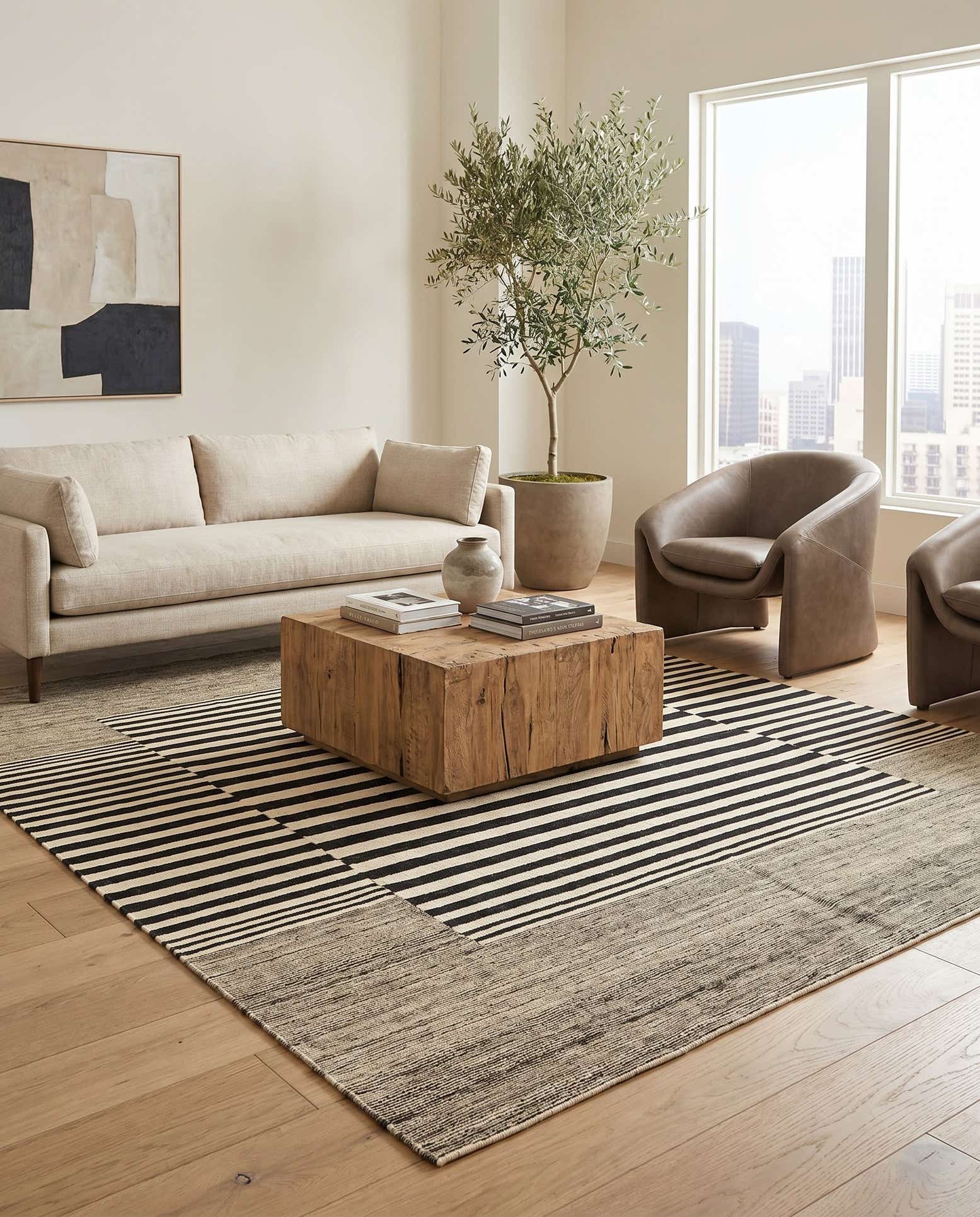 6' x 7' 6 Hand Woven Kilim Modern Wool Square Rug