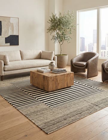6' x 7' 6 Hand Woven Kilim Modern Wool Square Rug
