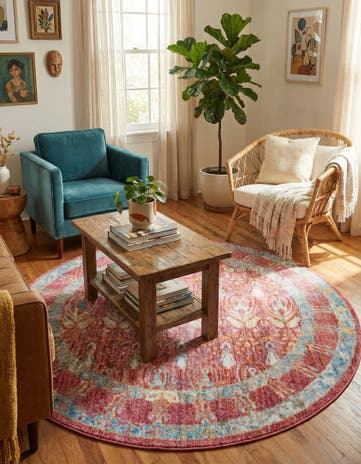 Red Williamsburg Round Rug