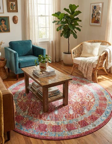 Red Williamsburg Round Rug