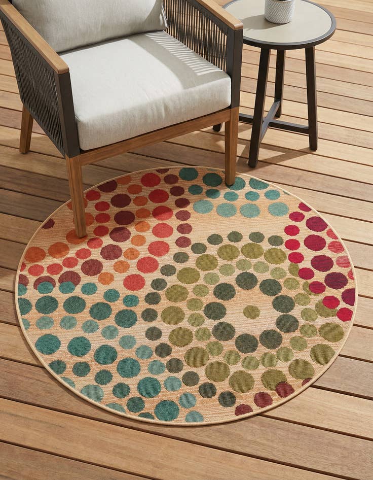 Detail image of 3' x 3' Easy-Clean Modern Indoor / Outdoor Round Rug
