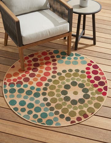 3' x 3' Easy-Clean Modern Indoor / Outdoor Round Rug