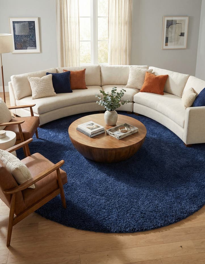 10' x 10' Solid Frieze Round Rug