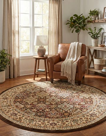 Brown Aditi Round Rug