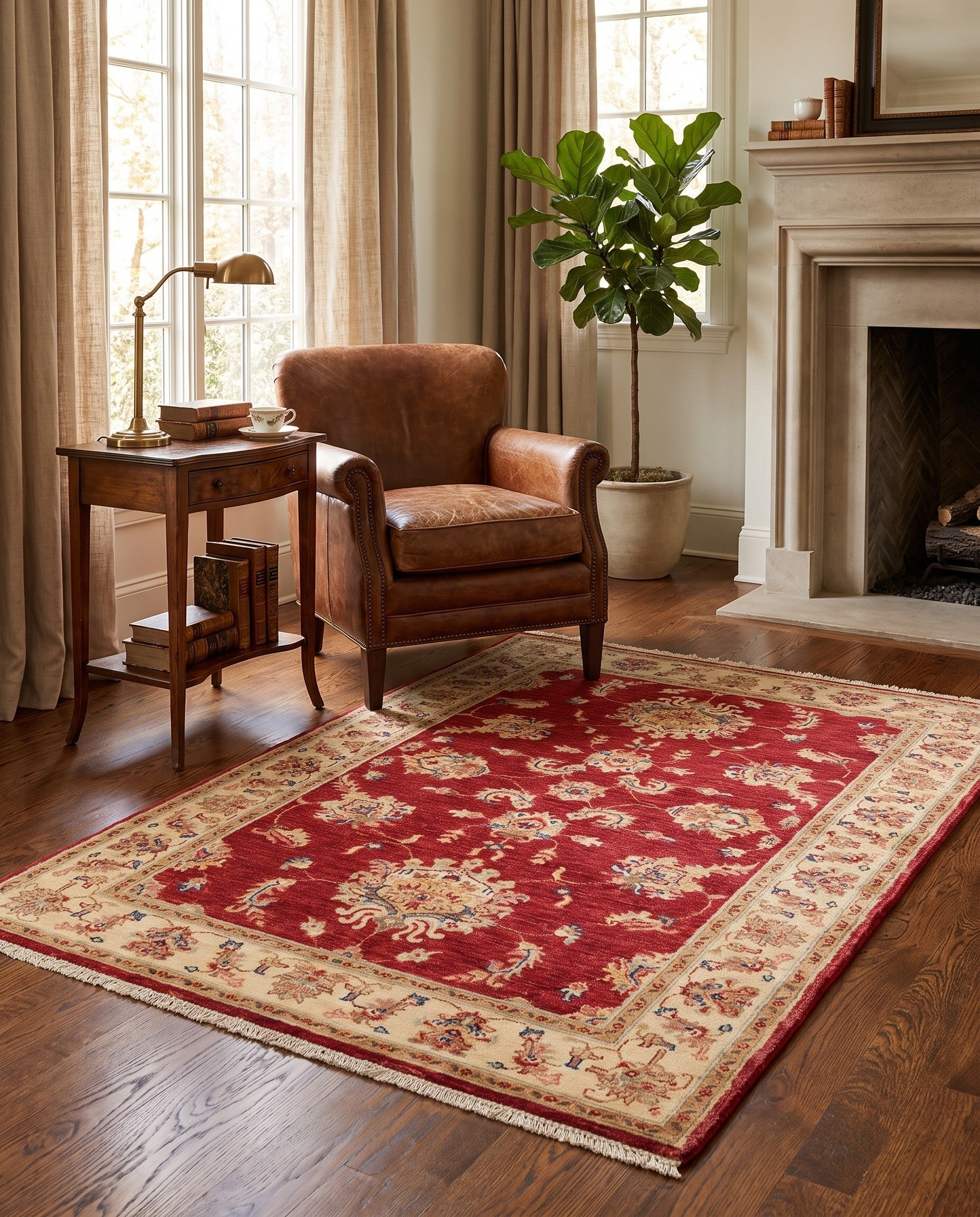 3' 6 x 4' 11 Hand Knotted Ziegler Rug