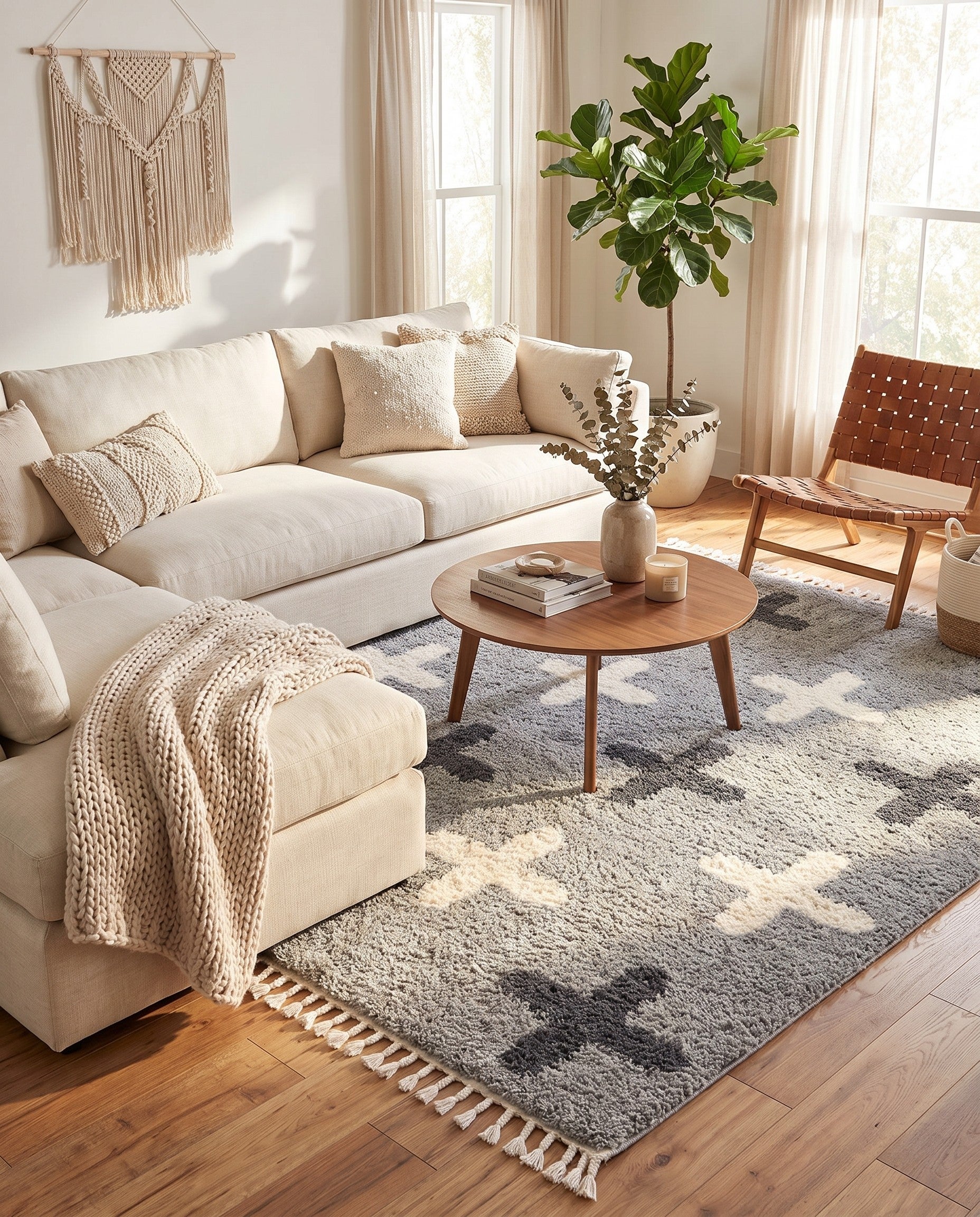 Light Gray Athena Shag Square Rug