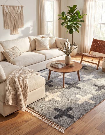 Light Gray Athena Shag Square Rug
