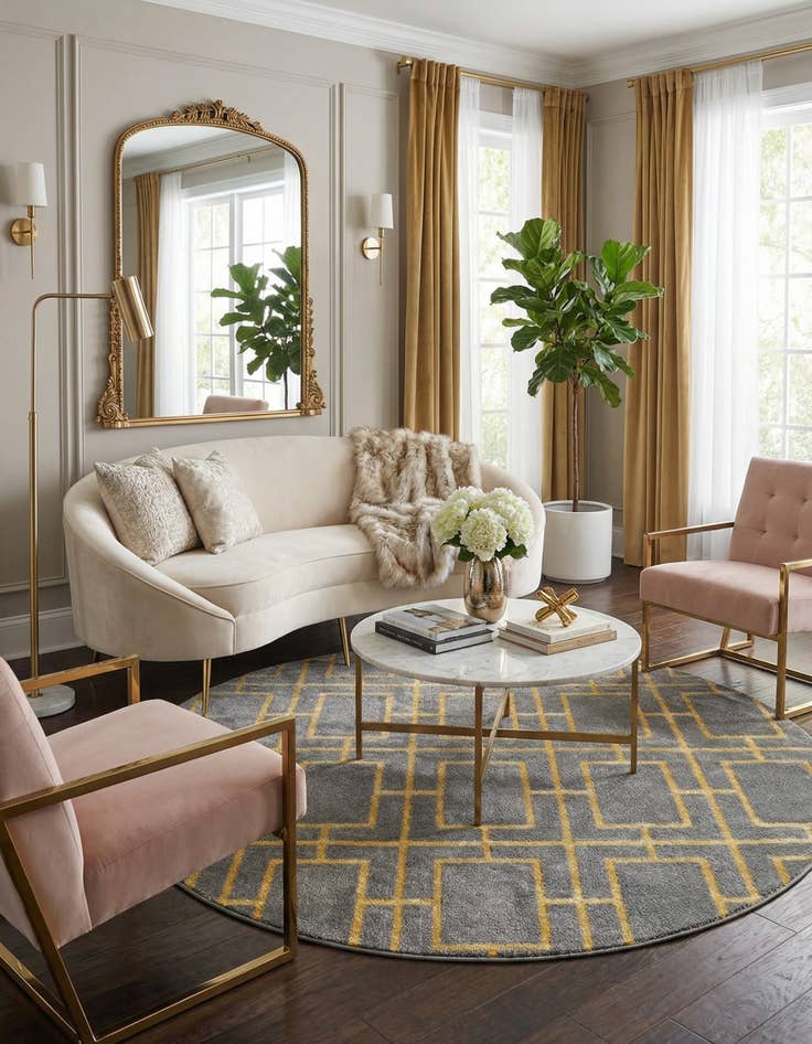 Detail image of 5' 3 x 5' 3 Marilyn Monroe&trade; Glam Deco Round Rug