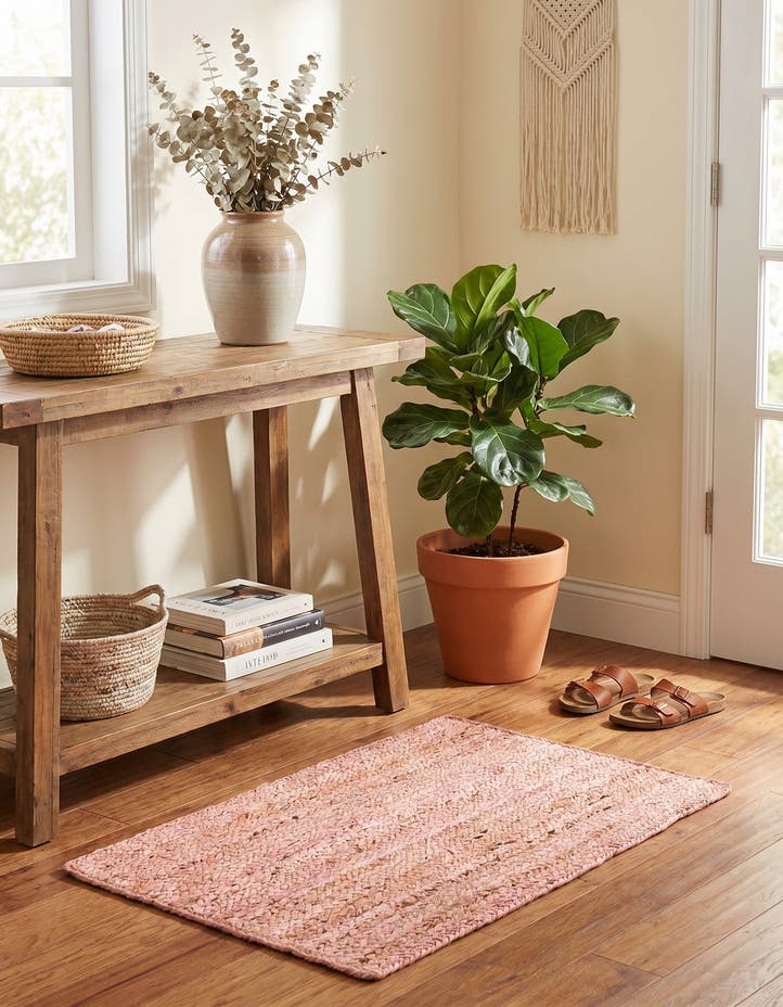 2' x 3' 1 Handmade Braided Jute Rug
