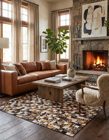 5' 1 x 8' Cowhide Leather Rug