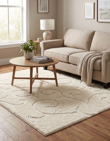 Ivory Botanical Shag Rug