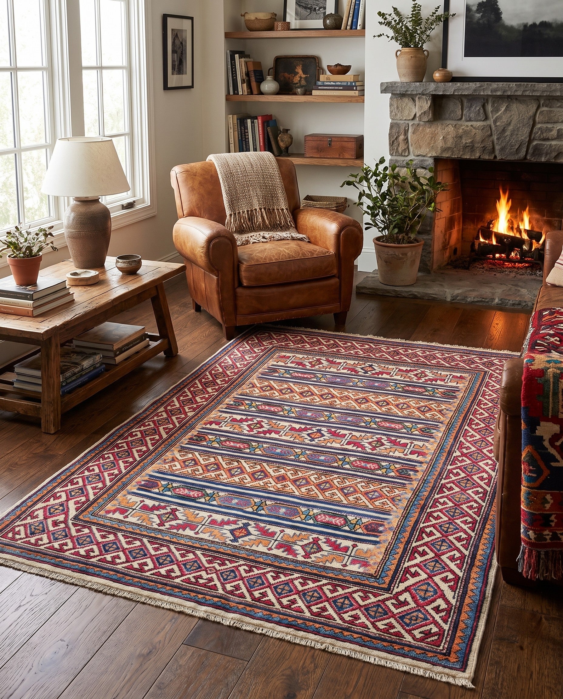 3' 11 x 5' 10 Hand Knotted Kazak Rug