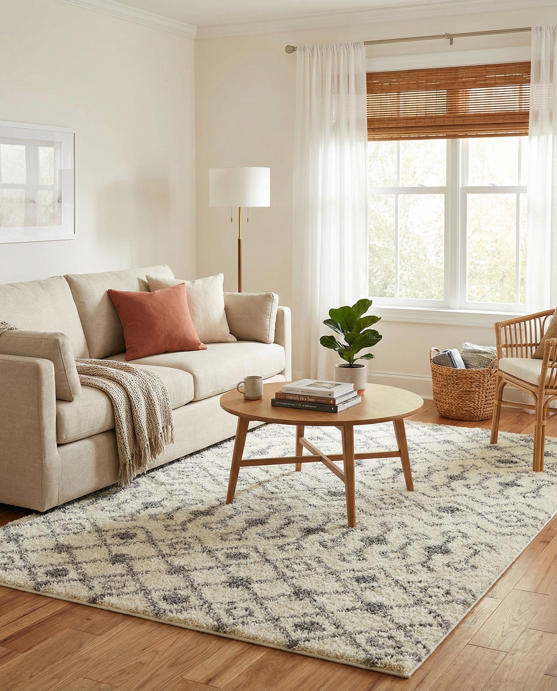 6' x 9' Moroccan Trellis Shag Rug