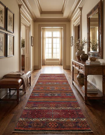 2' 9 x 8' 8 Hand Knotted Kazak Runner Rug