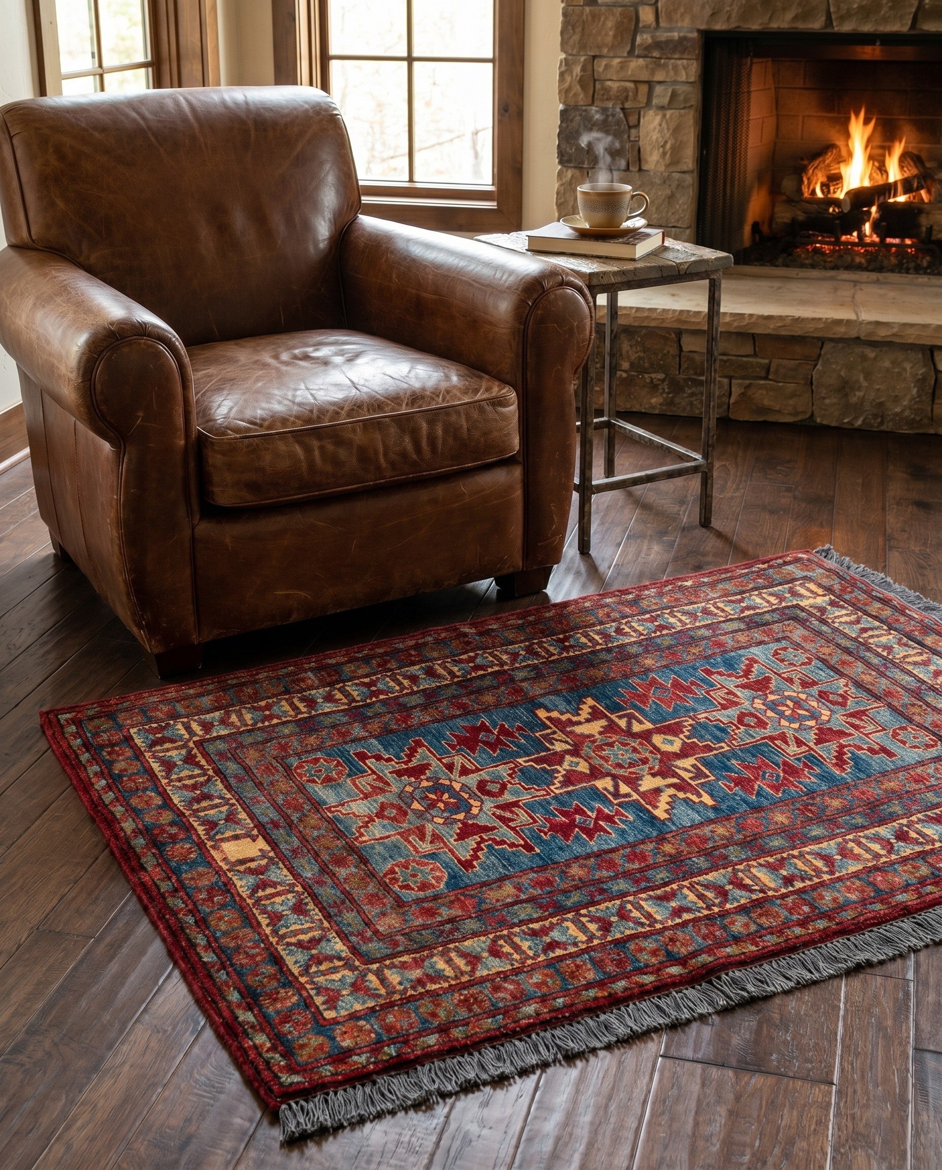 3' 2 x 4' 7 Hand Knotted Kazak Wool Rug