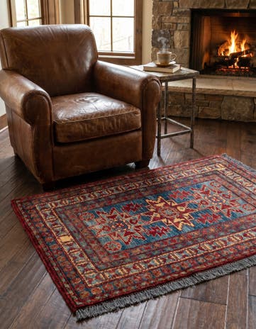 3' 2 x 4' 7 Hand Knotted Kazak Wool Rug