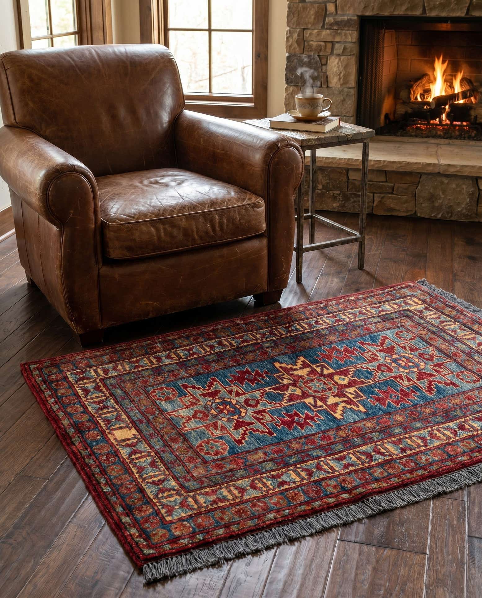 3' 2 x 4' 7 Hand Knotted Kazak Wool Rug