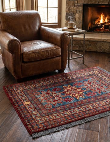 3' 2 x 4' 7 Hand Knotted Kazak Wool Rug
