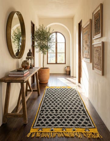 4' 6 x 7' 7 Hand Knotted Moroccan Oriental Wool Runner Rug