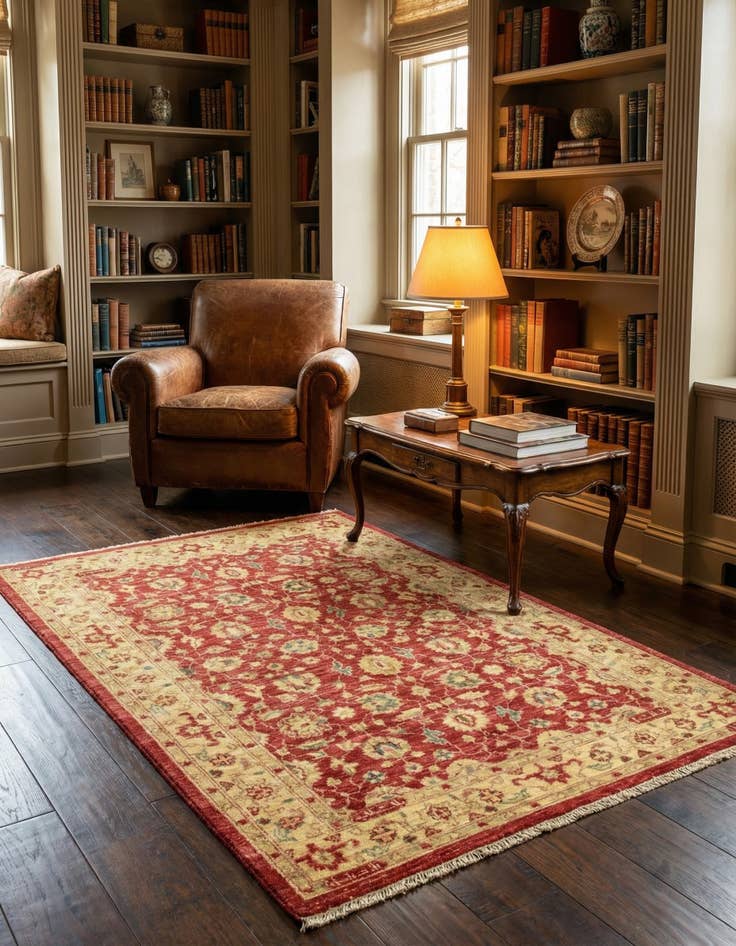 Detail image of 3' 5 x 5' Hand Knotted Peshawar Ziegler Rug