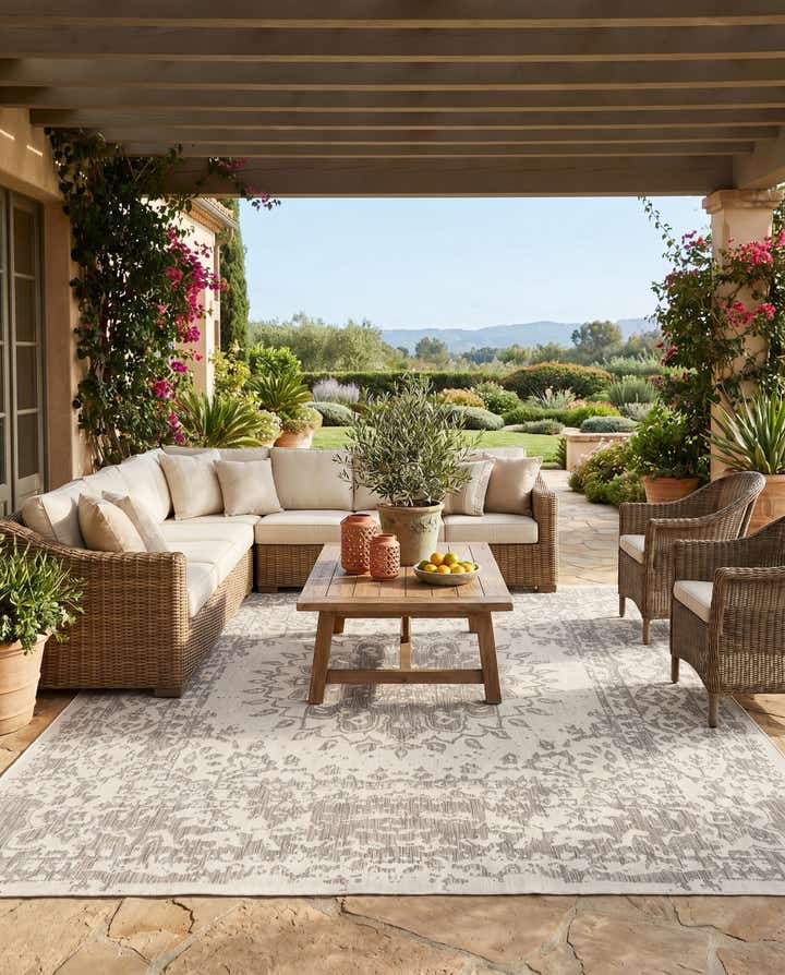 10' x 10' Easy-Clean Traditional Indoor / Outdoor Square Rug