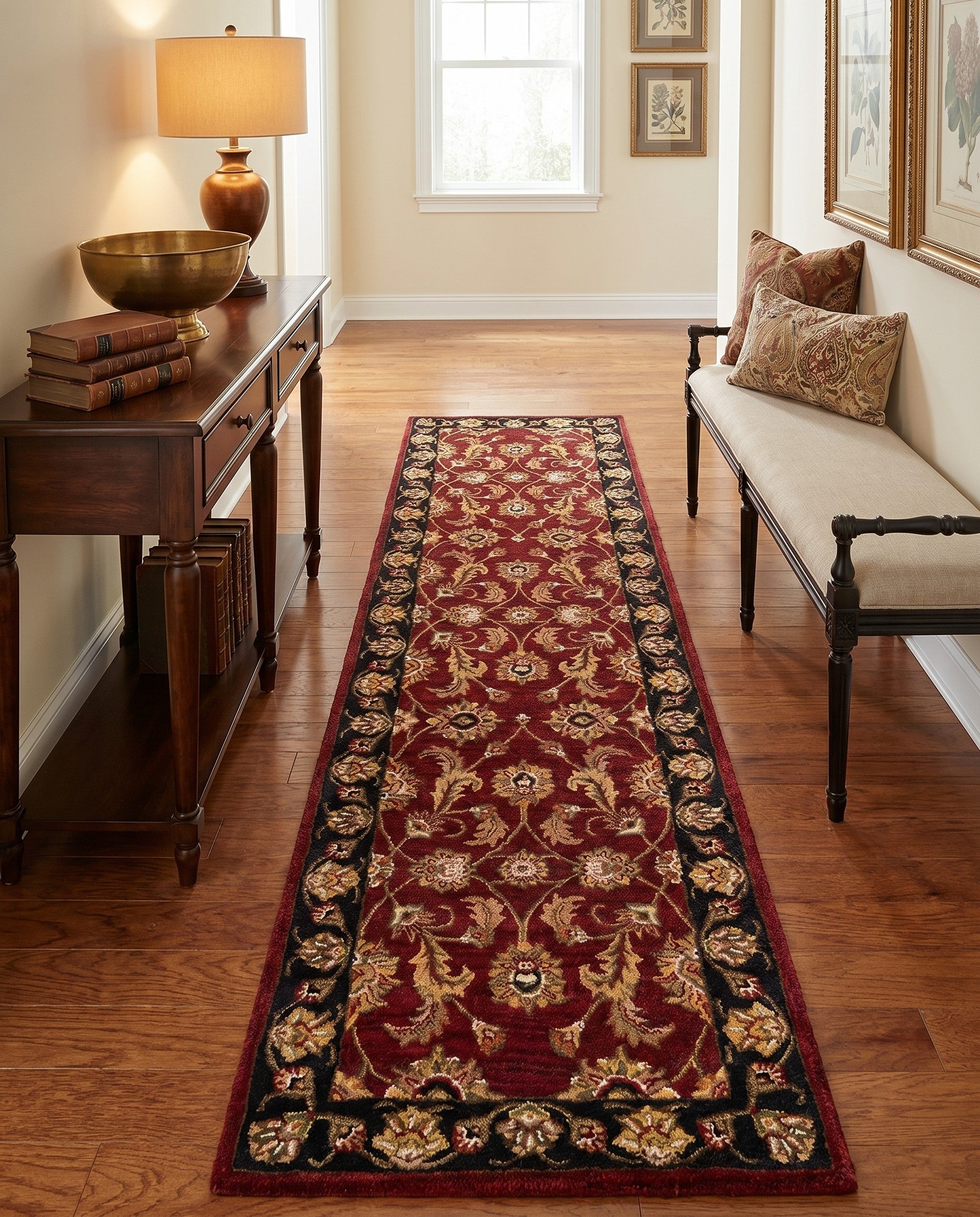 Burgundy Agra PastInv Wool Runner Rug