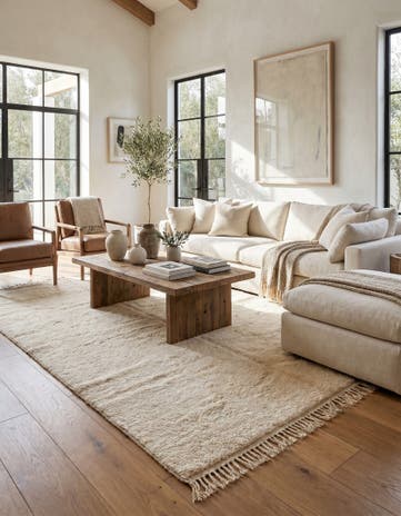 6' 6 x 10' Hand Knotted Moroccan Wool Rug