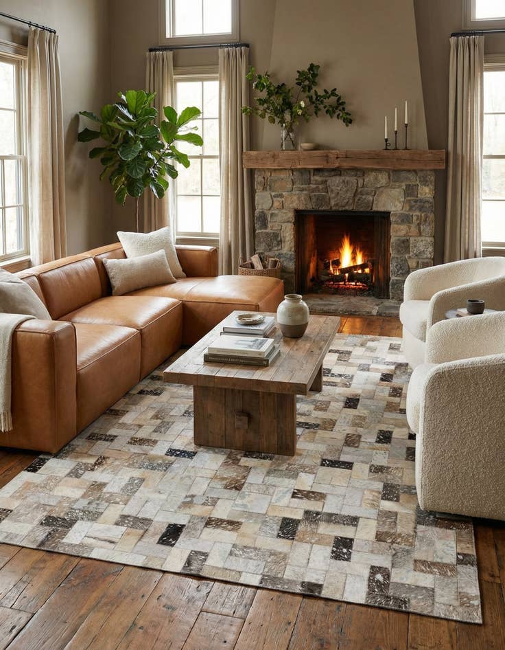 Detail image of 4' 8 x 6' 7 Cowhide Rug