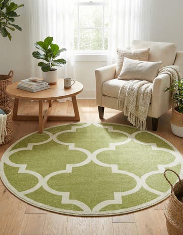 Green Lattice Round Rug