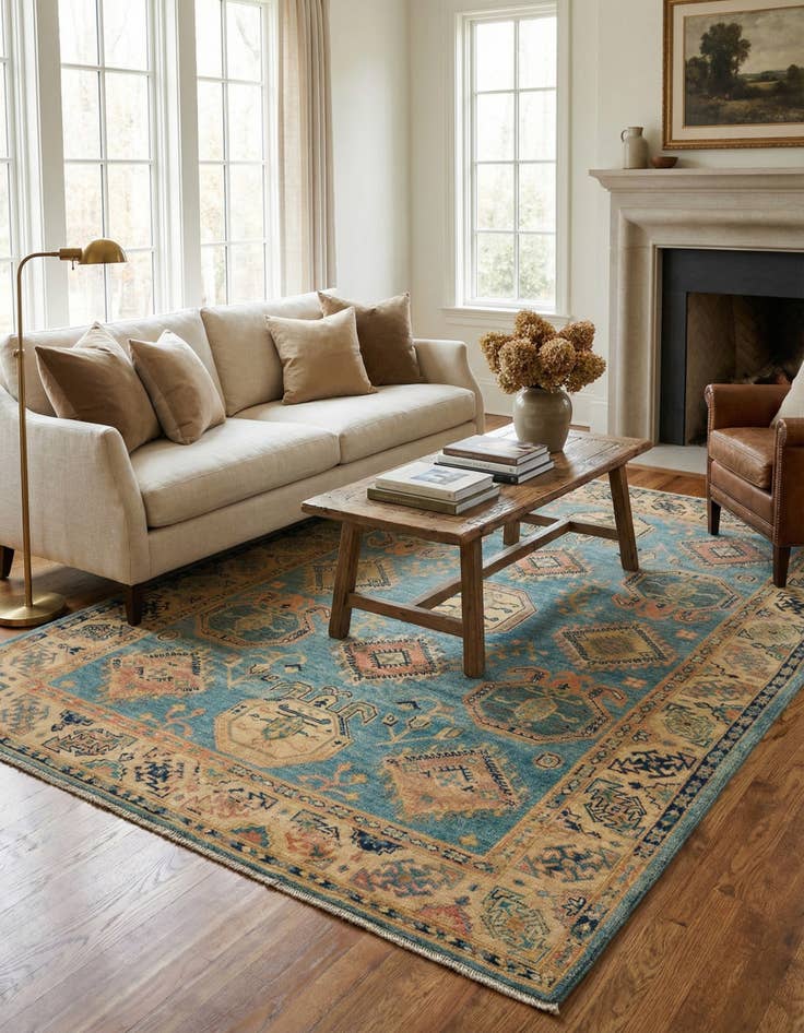 Detail image of 6' 1 x 8' 11 Hand Knotted Oushak Wool Rug