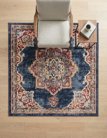Dark Blue Eden Square Rug