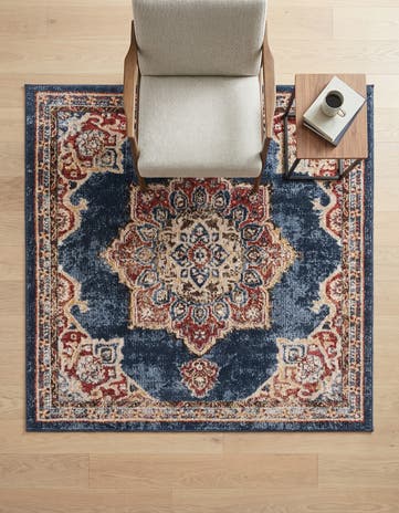 Dark Blue Eden Square Rug