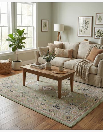 Light Green Kamala Washable Rug