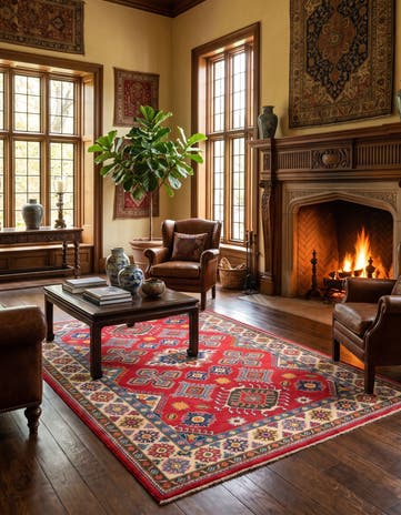 5' 10 x 9' 1 Hand Knotted Kazak Rug