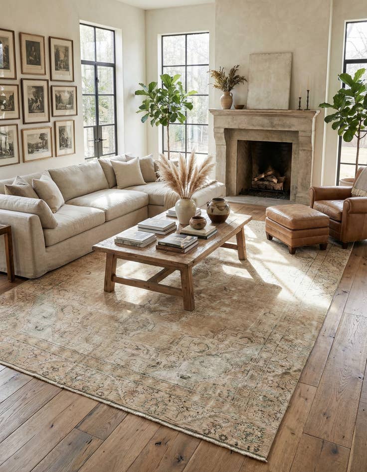 Detail image of 7' 3 x 10' 2 Hand Knotted Ultra Vintage Persian Wool Rug