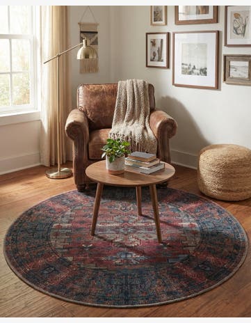 Antique Red Yara Round Rug