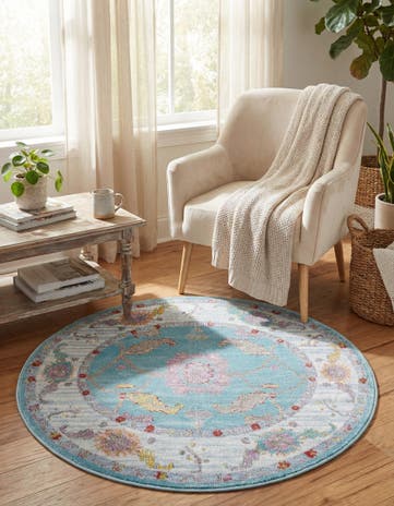 Aqua and Blue Paragon Round Rug