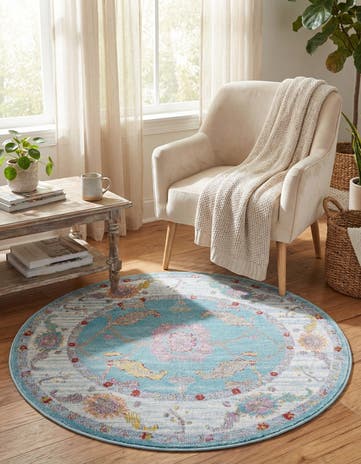 Aqua and Blue Paragon Round Rug