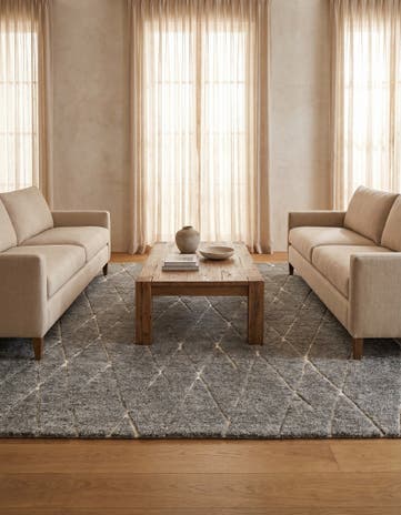 Silver Gray Atlas Moroccan Wool Square Rug