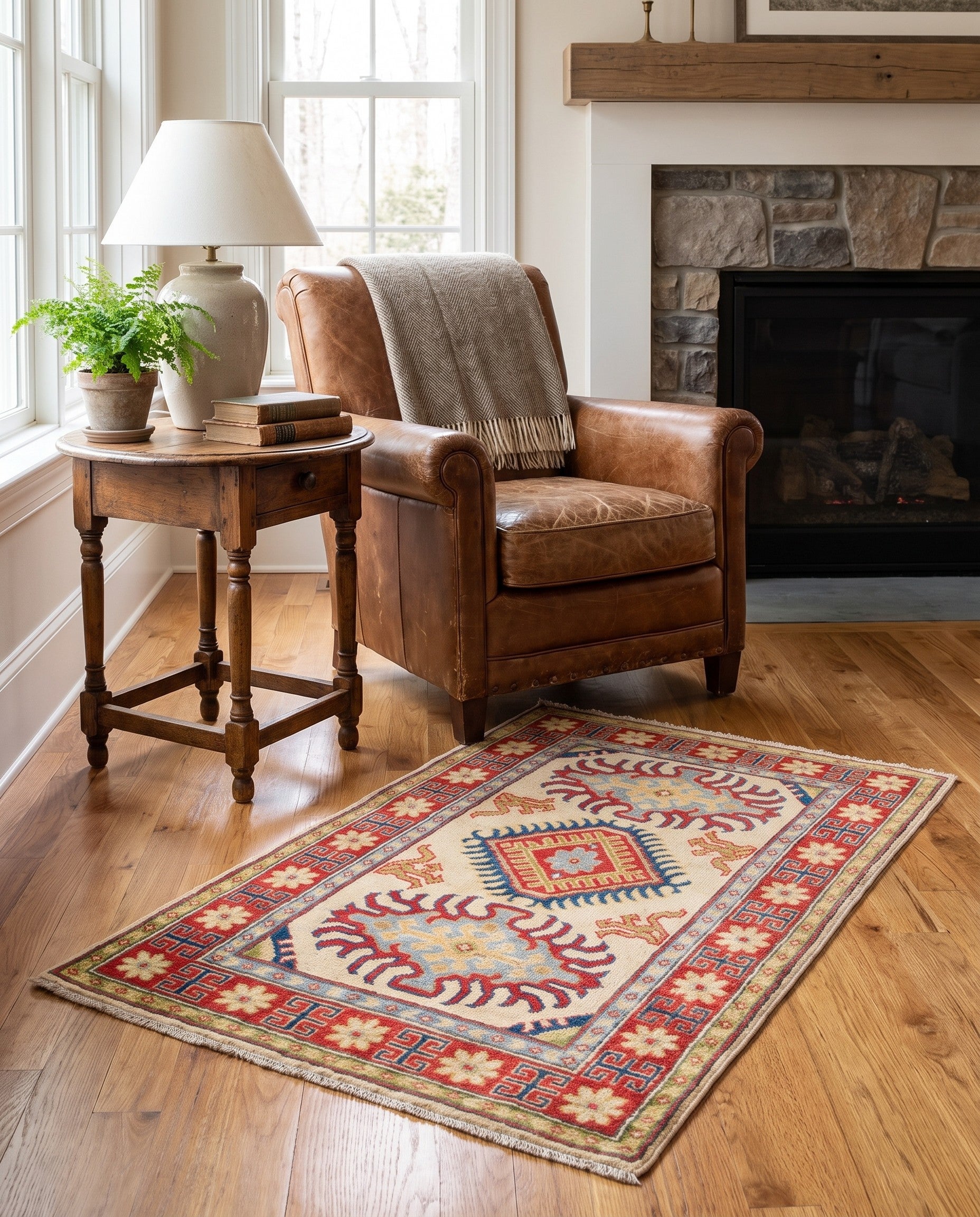 2' 7 x 4' Hand Knotted Kazak Rug