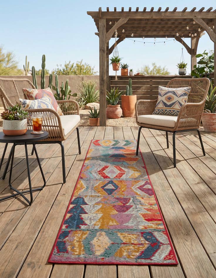 Detail image of 2' x 8' Easy-Clean Modern Indoor / Outdoor Runner Rug