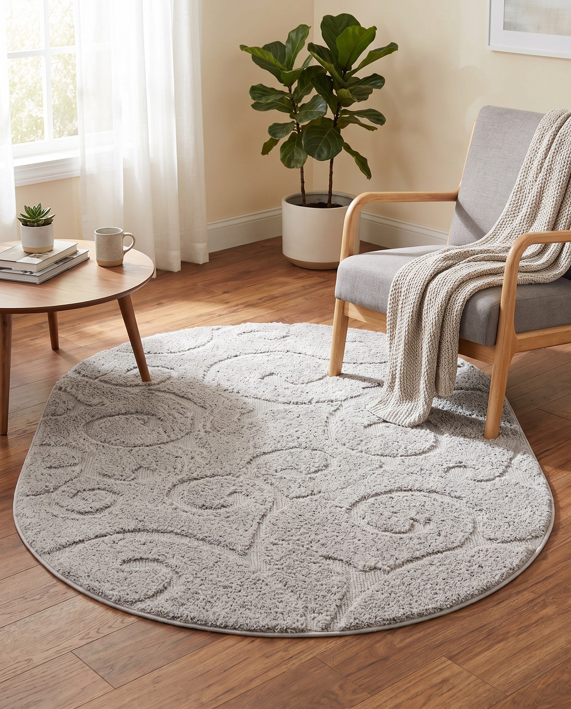 4' x 6' Botanical Shag Oval Rug