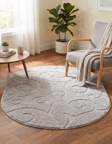 4' x 6' Botanical Shag Oval Rug