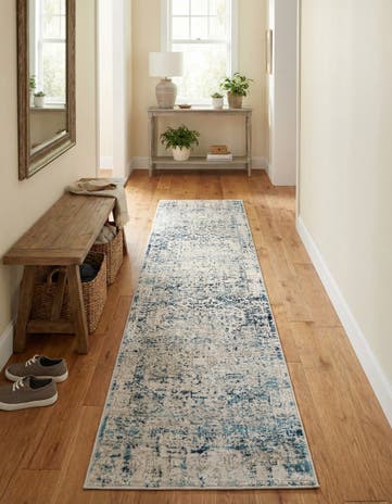 Ivory and Blue Finsbury Runner Rug