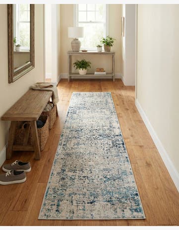 Ivory and Blue Finsbury Runner Rug