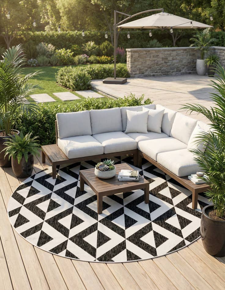 Detail image of 7' 10 x 7' 10 Washable Jill Zarin Napa Indoor / Outdoor Round Rug