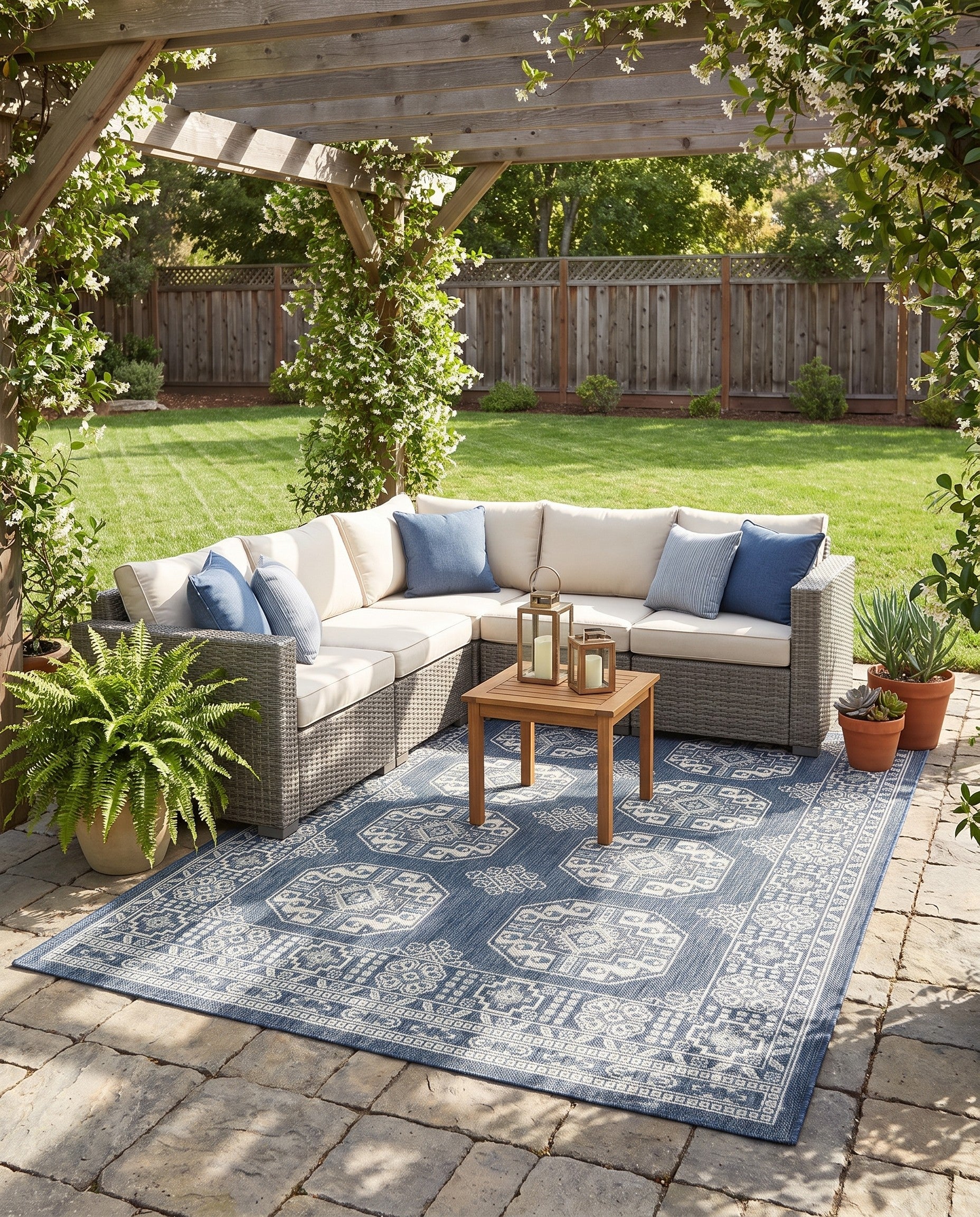 125cm x 185cm Easy-Clean Traditional Indoor / Outdoor Rug