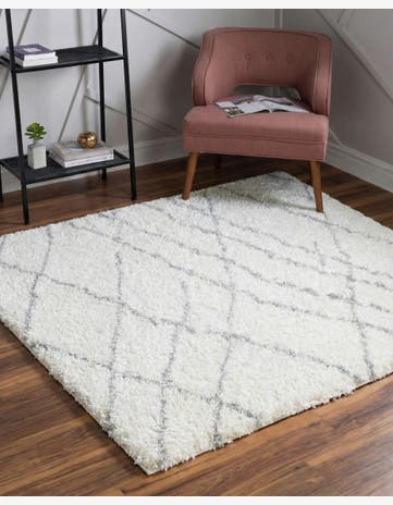 Ivory Soft Touch Shag Square Rug