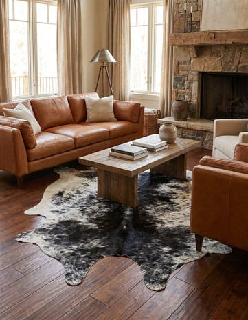 6' x 6' 8 Cowhide Leather Rug