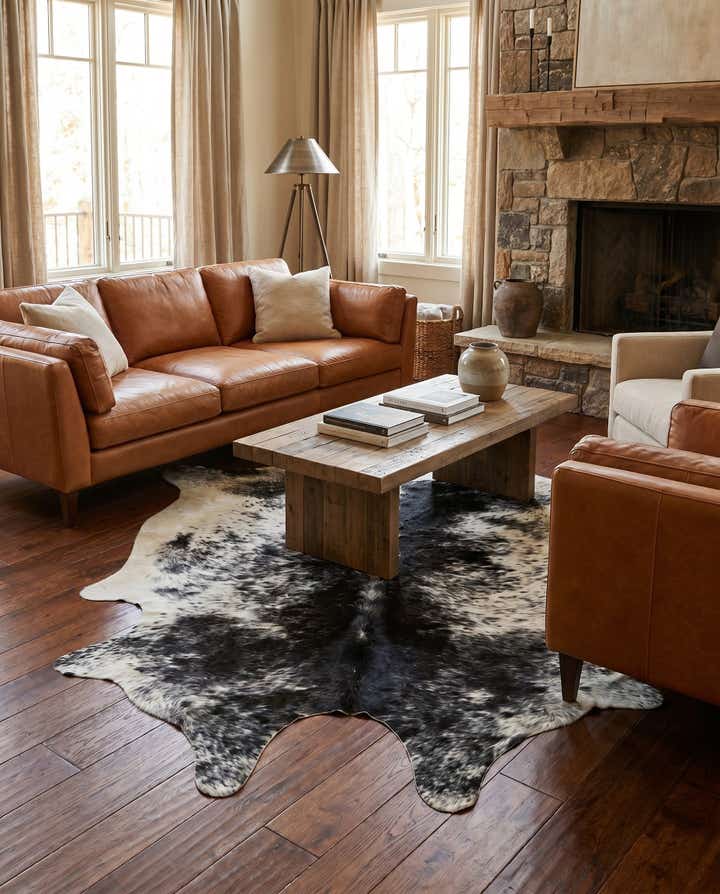 6' x 6' 8 Cowhide Leather Rug